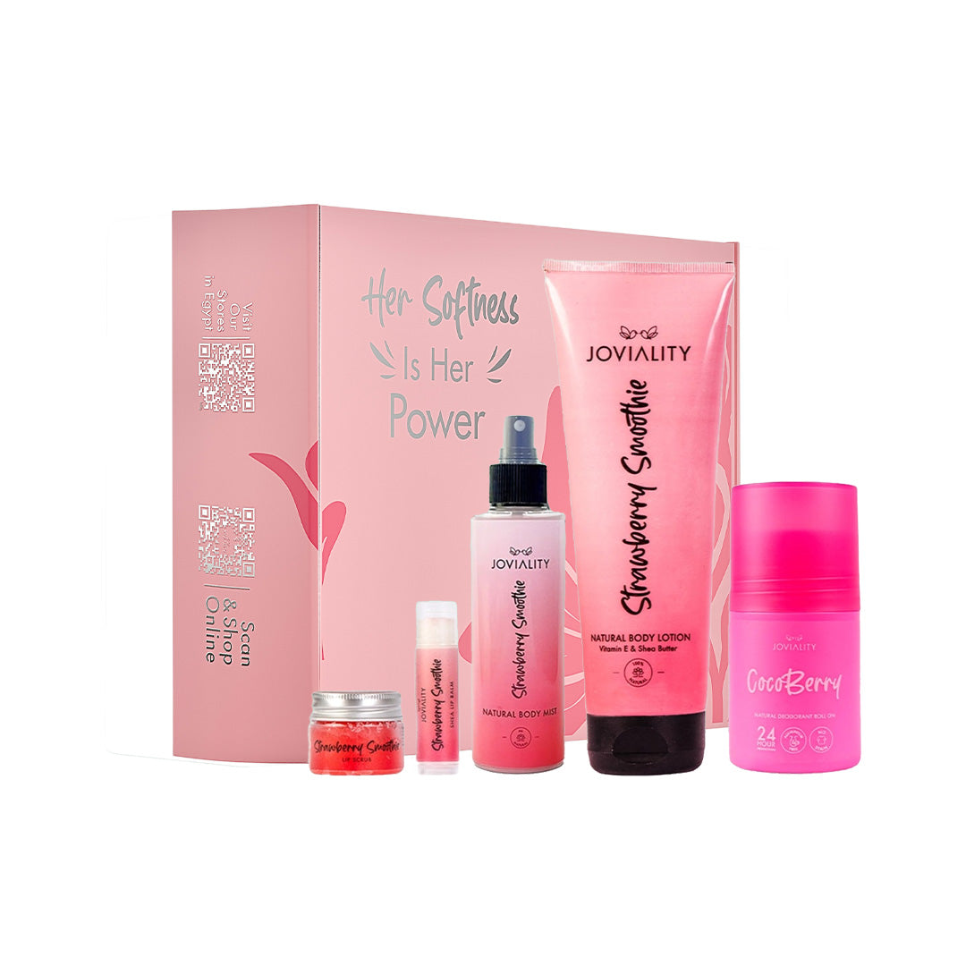 Strawberry Lovers Gift Set-Her Softness Box+Lotion+Mist+Coco Deodrant+Lip balm+Lip scrub
