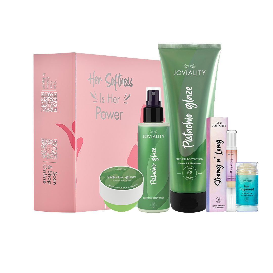 Own the Glow Gift-Small Mint Box+Body Butter + Body Lotion +Body Mist+ Nail Oil + Foot Balm