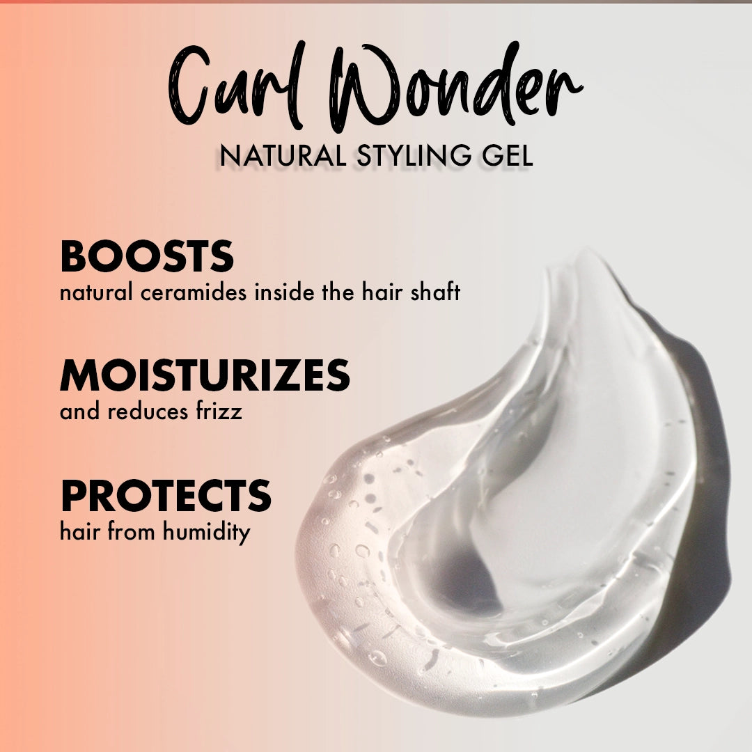Curl wonder, natural styling gel, hair natural texture, steps how to hydrate define frizzy, Joviality, egypt, international, curly hair, curly heads, all natural, natural ingredients, silicone free, sulphate free, paraben free, pvp free, vegan, lightweight formula, avocado oil, aloe vera, defined curls, long lasting curls, nourish, healthy scalp, antioxidants, frizzy hair, dry hair, frizz free, tame frizz, more defined, wavy hair, real results, protect, boost curls