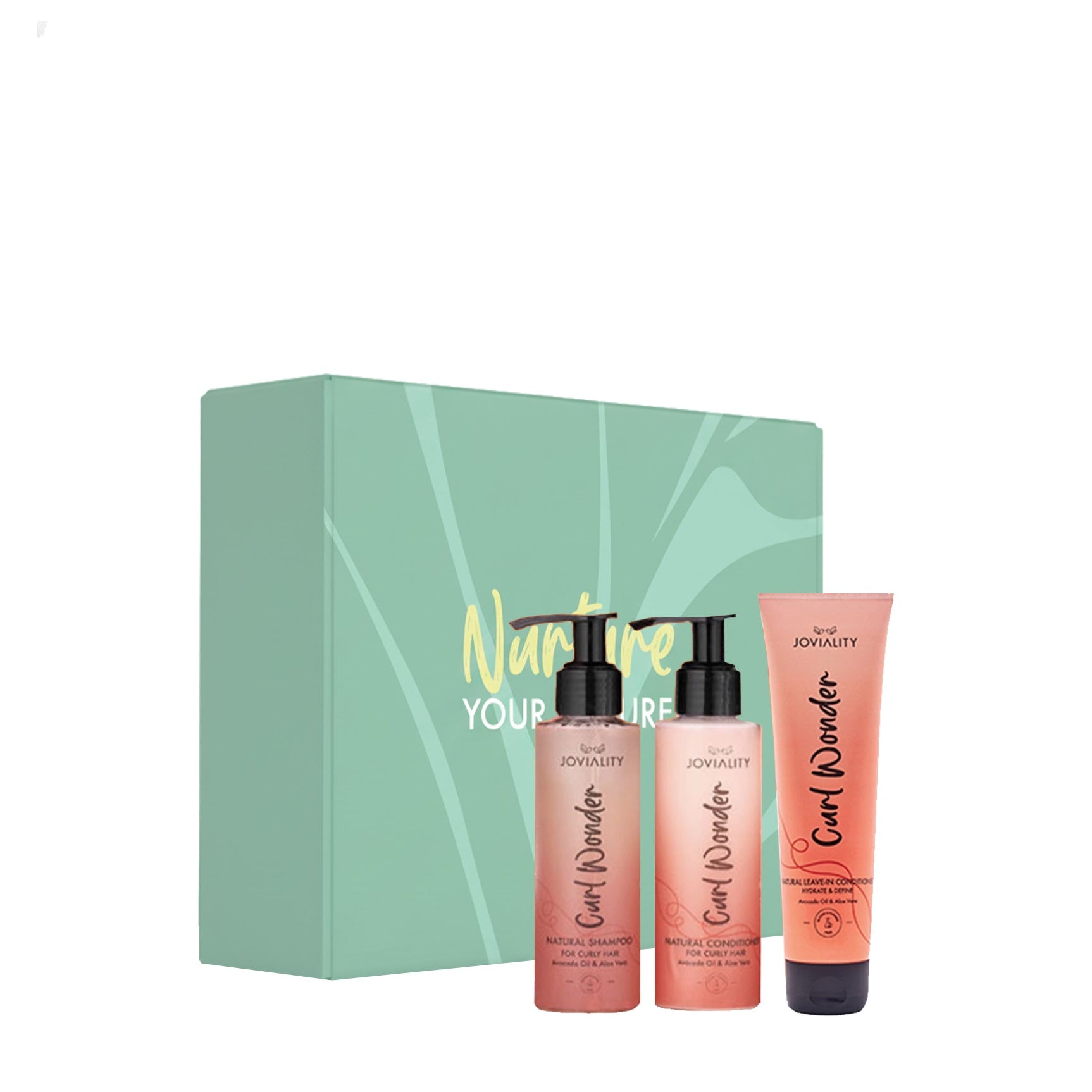 Curl Wonder - Travel Kit (Nurture your Nature small Box+Shampoo (150ml) + Conditioner (150ml) + Leave in(150ml) ) - Joviality-eg