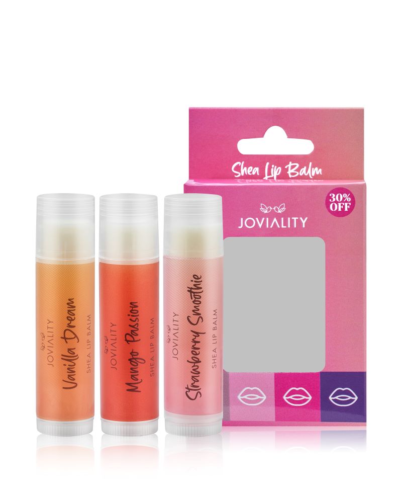 x3 Shea Lip Balms((Strawberry Smoothie LipBalm+VanillaDream LipBalm+MangoPassion LipBalm) - Joviality-eg