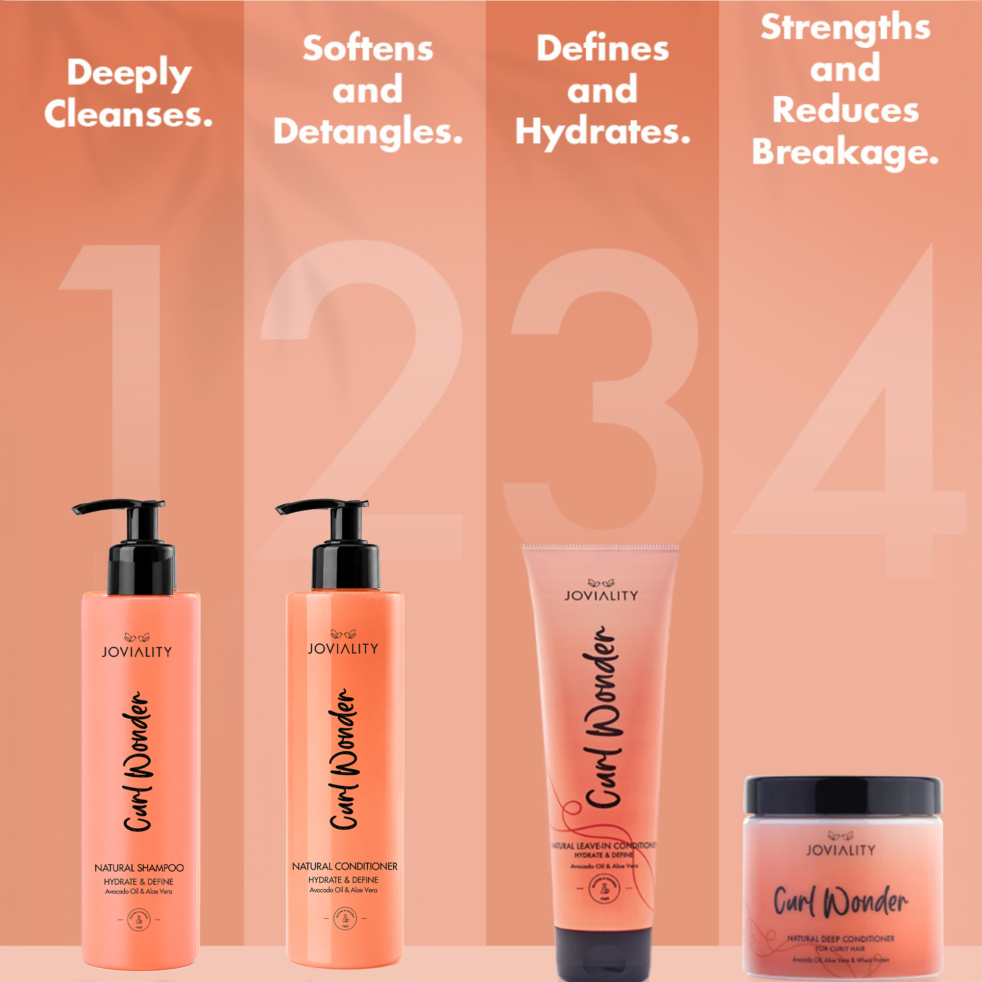 Curl Wonder - Treatment Kit(Shampoo+Conditioner+Leavein 240ml+Deep Conditioner )