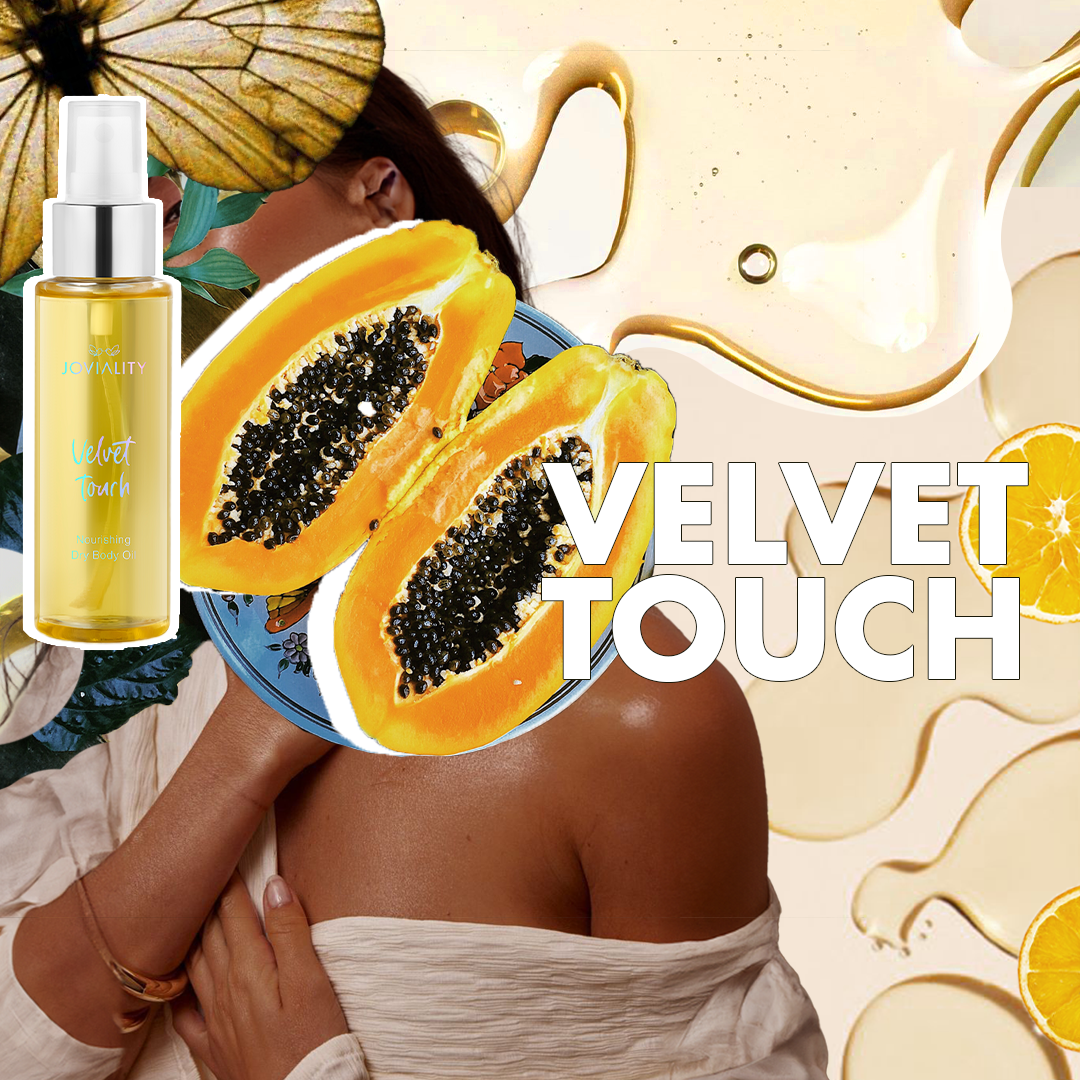 Velvet Touch nourishing dry body oil stretch marks dry skin rough light oil touch smooth soft collagen