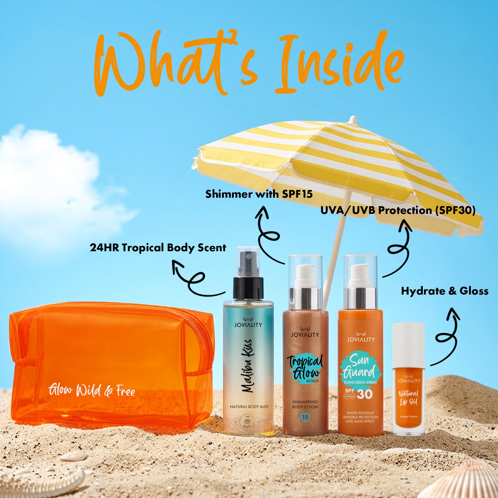 Beach Muse Bundle (Sun Guard + Bronze TG Lotion + Malibu Kiss Body Mist + Mango Passion Lip Oil )