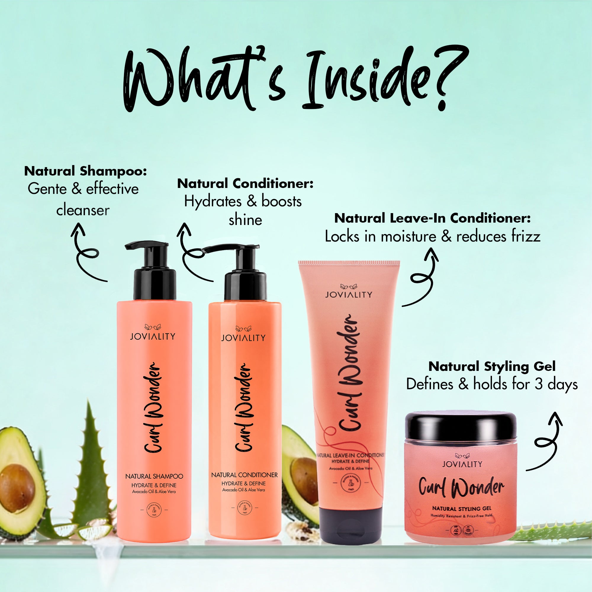 Curl Wonder - Styling Essentials Kit(CW shampoo + conditioner + Leave In 240ml+ Styling Gel)