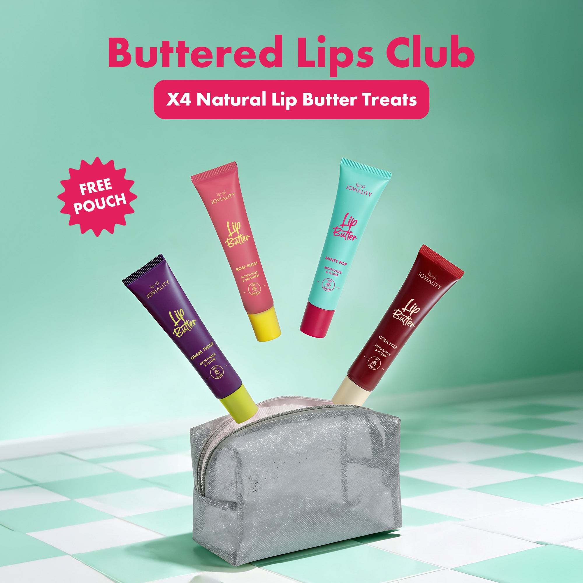 Buttered Lips Club - X4 Natural Lip Butter + Free Pouch