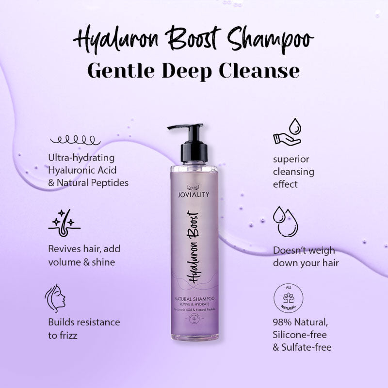 Hyaluron Boost, Natural styling mousse, Joviality, 100% natural, all natural, fine hair, dry hair, frizzy hair, silicone free, sulphate free, parabens free, pvp free, vegan, water-based light weight formula, hyaluronic acid, hydrolyzed wheat protein, egypt, international, lively, full of life, natural peptides, long lasting, style, definition