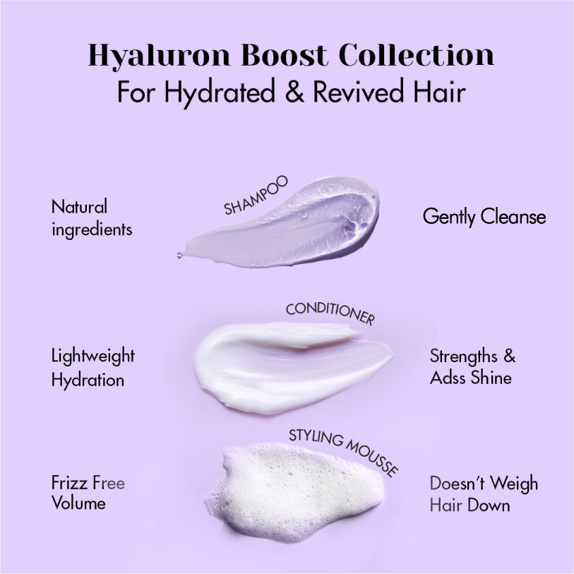 Hyaluron Boost Starter Kit, Joviality, 100% natural, all natural, fine hair, dry hair, frizzy hair, silicone free, sulphate free, parabens free, pvp free, vegan, water-based light weight formula, hyaluronic acid, hydrolyzed wheat protein