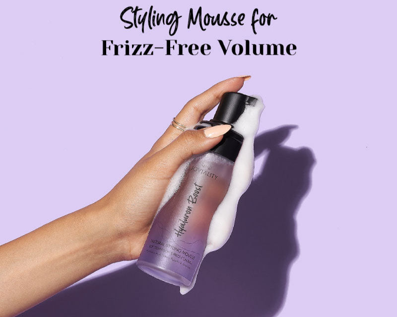 Hyaluron Boost, Natural styling mousse, Joviality, 100% natural, all natural, fine hair, dry hair, frizzy hair, silicone free, sulphate free, parabens free, pvp free, vegan, water-based light weight formula, hyaluronic acid, hydrolyzed wheat protein, egypt, international