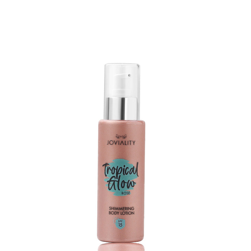 Joviality tropical glow natural shimmering lotion spf 15 protection sun bronze rose gold tan instant