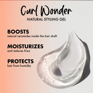 Curl wonder, natural styling gel, hair natural texture, steps how to hydrate define frizzy, Joviality, egypt, international, curly hair, curly heads, all natural, natural ingredients, silicone free, sulphate free, paraben free, pvp free, vegan, lightweight formula, avocado oil, aloe vera, defined curls, long lasting curls, nourish, healthy scalp, antioxidants, frizzy hair, dry hair, frizz free, tame frizz, more defined, wavy hair, real results, protect, boost curls