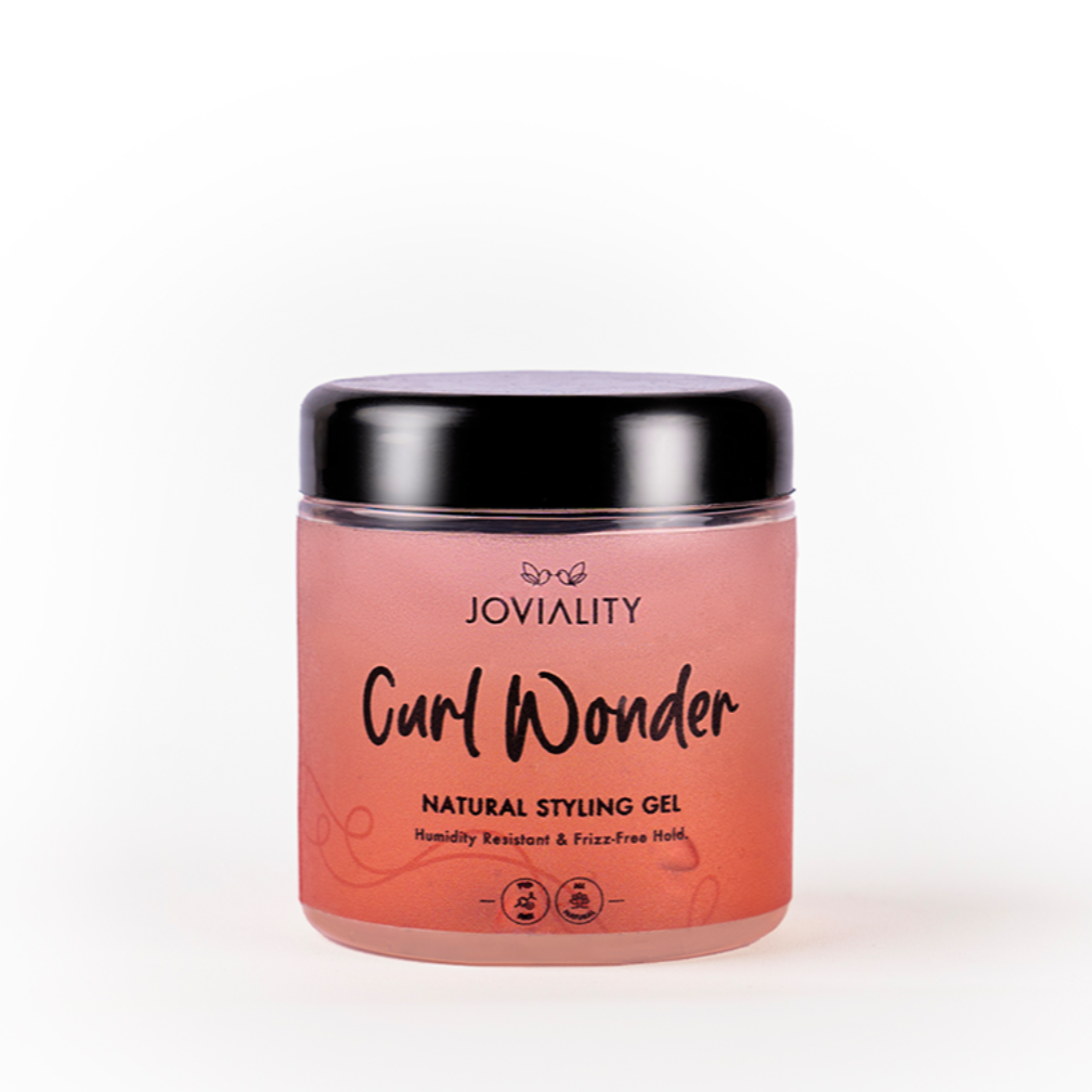 Curl wonder, natural styling gel, hair natural texture, steps how to hydrate define frizzy, Joviality, egypt, international, curly hair, curly heads, all natural, natural ingredients, silicone free, sulphate free, paraben free, pvp free, vegan, lightweight formula, avocado oil, aloe vera, defined curls, long lasting curls, nourish, healthy scalp, antioxidants, frizzy hair, dry hair, frizz free, tame frizz, more defined, wavy hair, real results