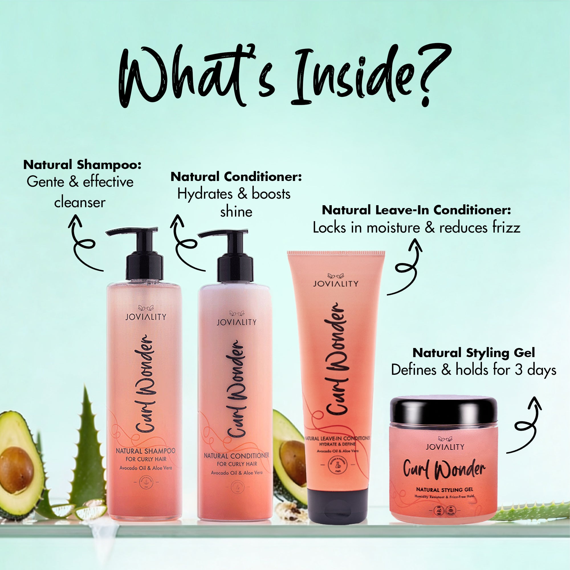 Curl Wonder - Styling Essentials Kit(Shampoo+Conditioner+Leave in 240ml+Styling Gel )
