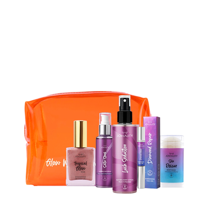 Night Glam Bundle-Orange Pouch-Diamond Nail Gel-Satin Sleek Hair Serum - Joviality-eg