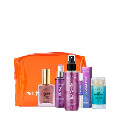 Night Glam Bundle-Orange Pouch-Diamond Nail Gel-Satin Sleek Hair Serum - Joviality-eg