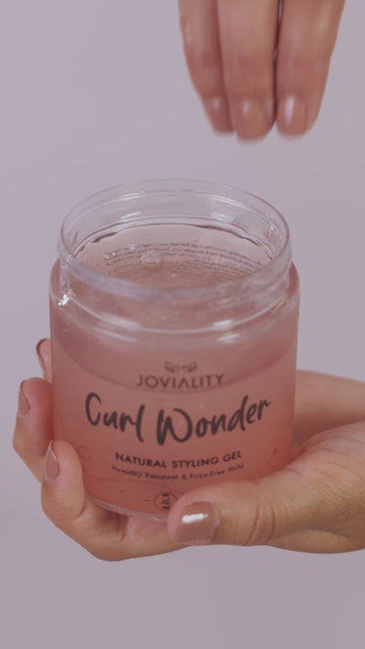 Curl wonder, natural styling gel, hair natural texture, steps how to hydrate define frizzy, Joviality, egypt, international, curly hair, curly heads, all natural, natural ingredients, silicone free, sulphate free, paraben free, pvp free, vegan, lightweight formula, avocado oil, aloe vera, defined curls, long lasting curls, nourish, healthy scalp, antioxidants, frizzy hair, dry hair, frizz free, tame frizz, more defined, wavy hair, real results, model, modelling, fast results