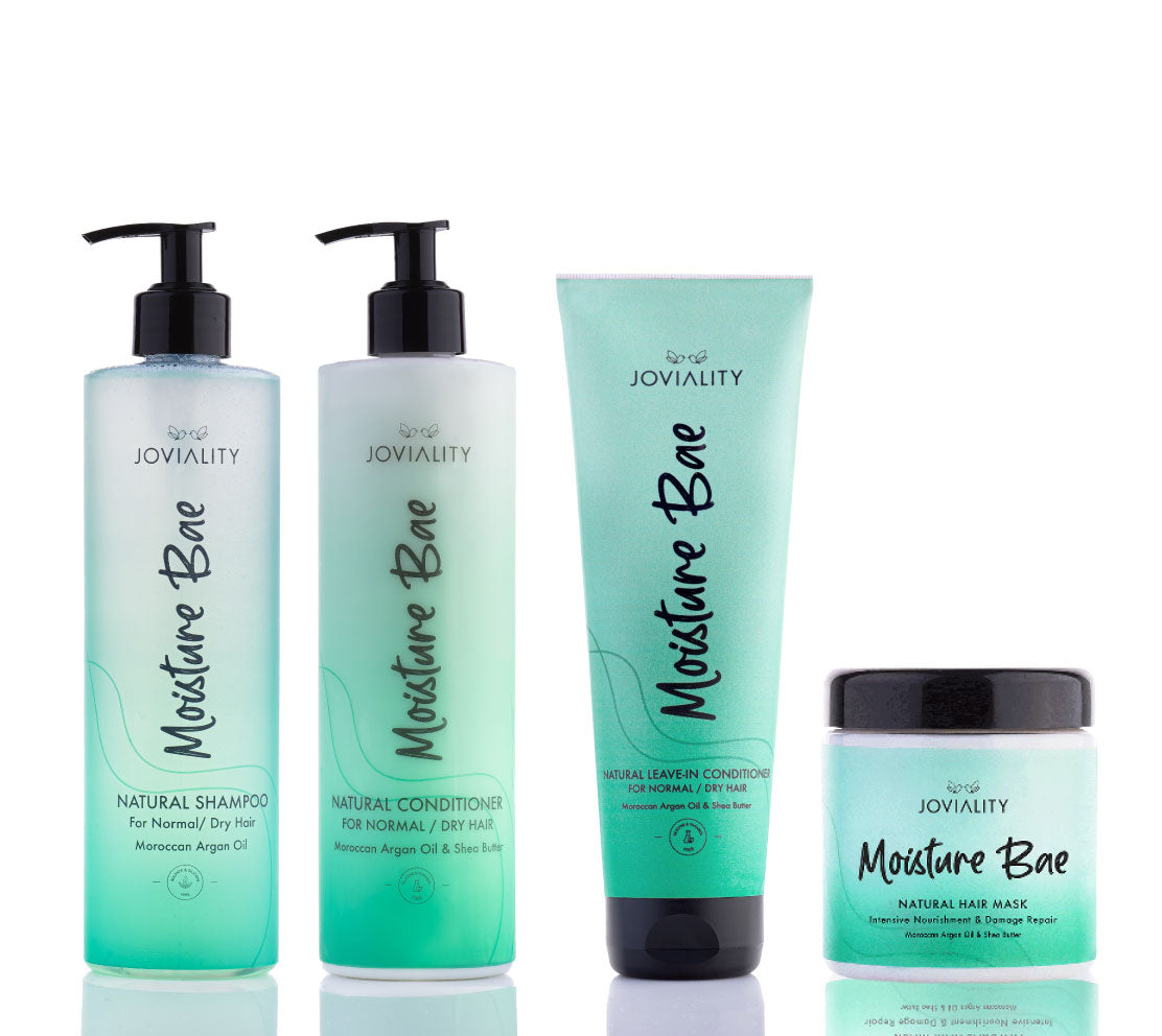 Moisture Bae, Natural, Joviality, 100% natural, all natural, normal hair, dry hair, frizzy hair, damaged hair, heat damage, silicone free, sulphate free, parabens free, pvp free, vegan, water-based light weight formula, shea butter, Moroccan argan oil, soft hair, shiny hair, antioxidants, healthy scalp, egypt, international, moisturize, hydrates hair, restore, nourish, nurtureyournature, definition, treatment kit