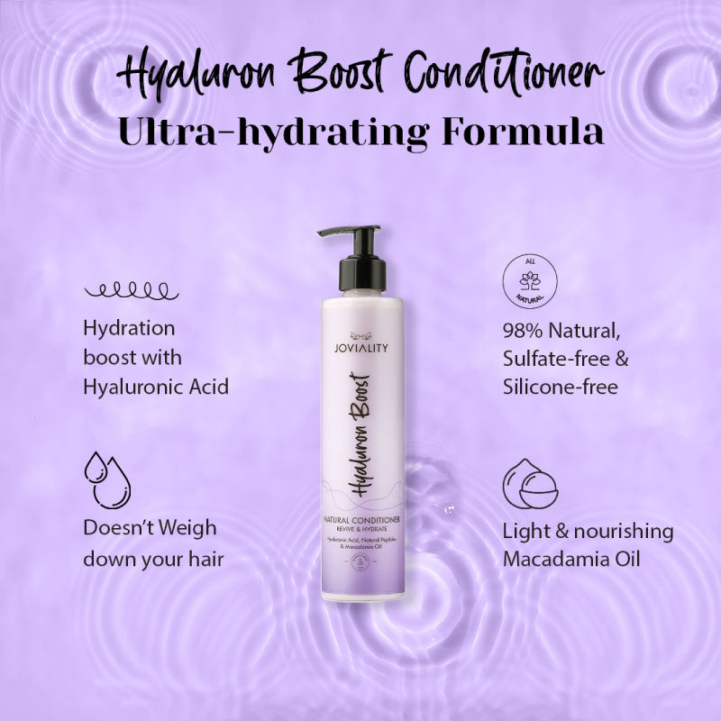 Hyaluron Boost, Natural styling mousse, Joviality, 100% natural, all natural, fine hair, dry hair, frizzy hair, silicone free, sulphate free, parabens free, pvp free, vegan, water-based light weight formula, hyaluronic acid, hydrolyzed wheat protein, egypt, international, lively, full of life, natural peptides, long lasting, style, definition